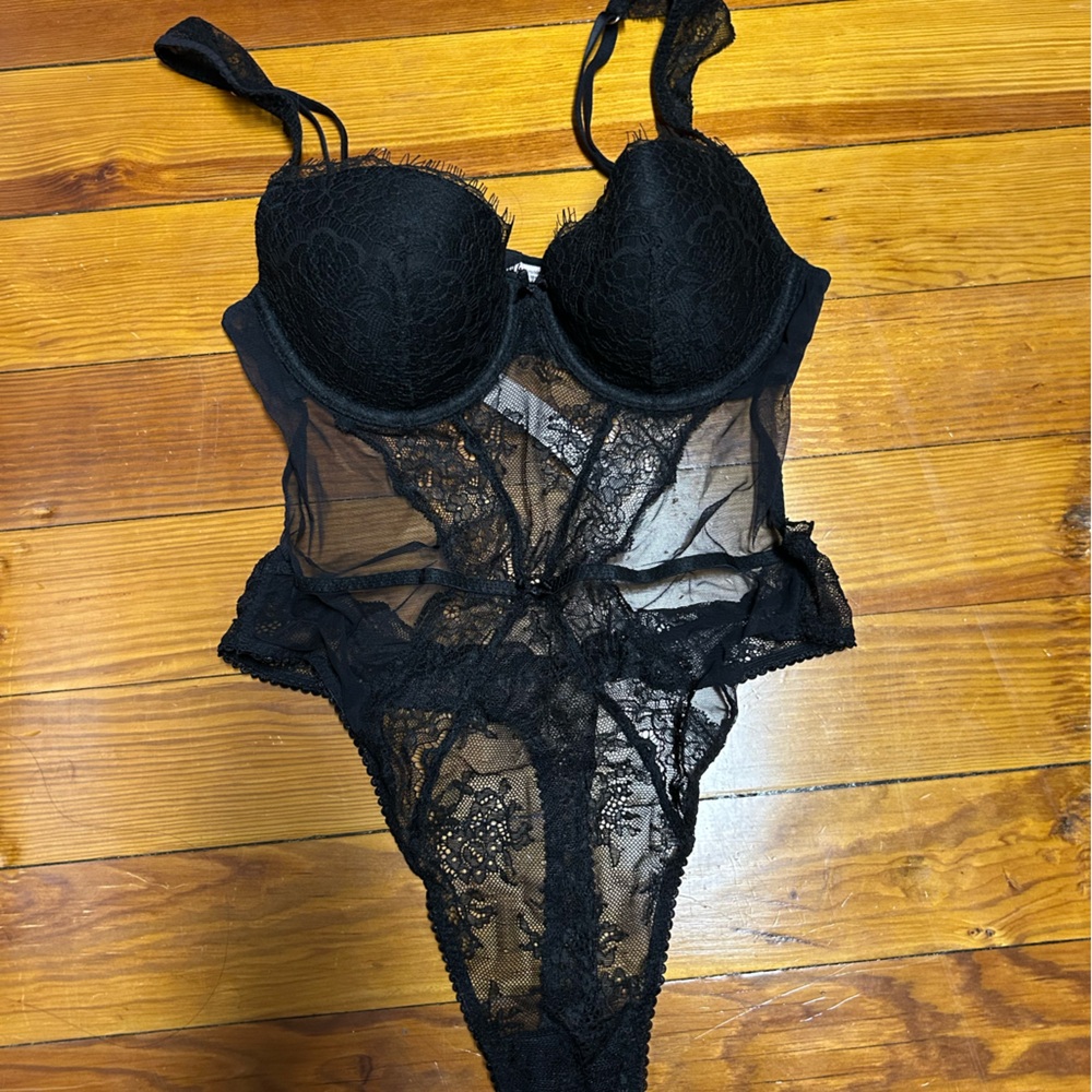 Victoria's Secret Black Lace Sheer teddy